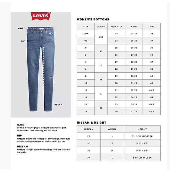 Levi's 711 Skinny Women's Jeans Size 2 Short W26 L28 NEW MID RISE SLIM THRU HIP - Picture 4 of 4